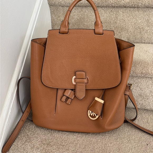 Michael Kors Tan Leather Backpack - Picture 1 of 8